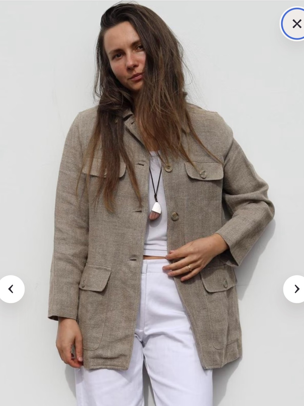 Vintage Harve Benard 100% Linen Safari Jacket Chore Blazer Size 8
